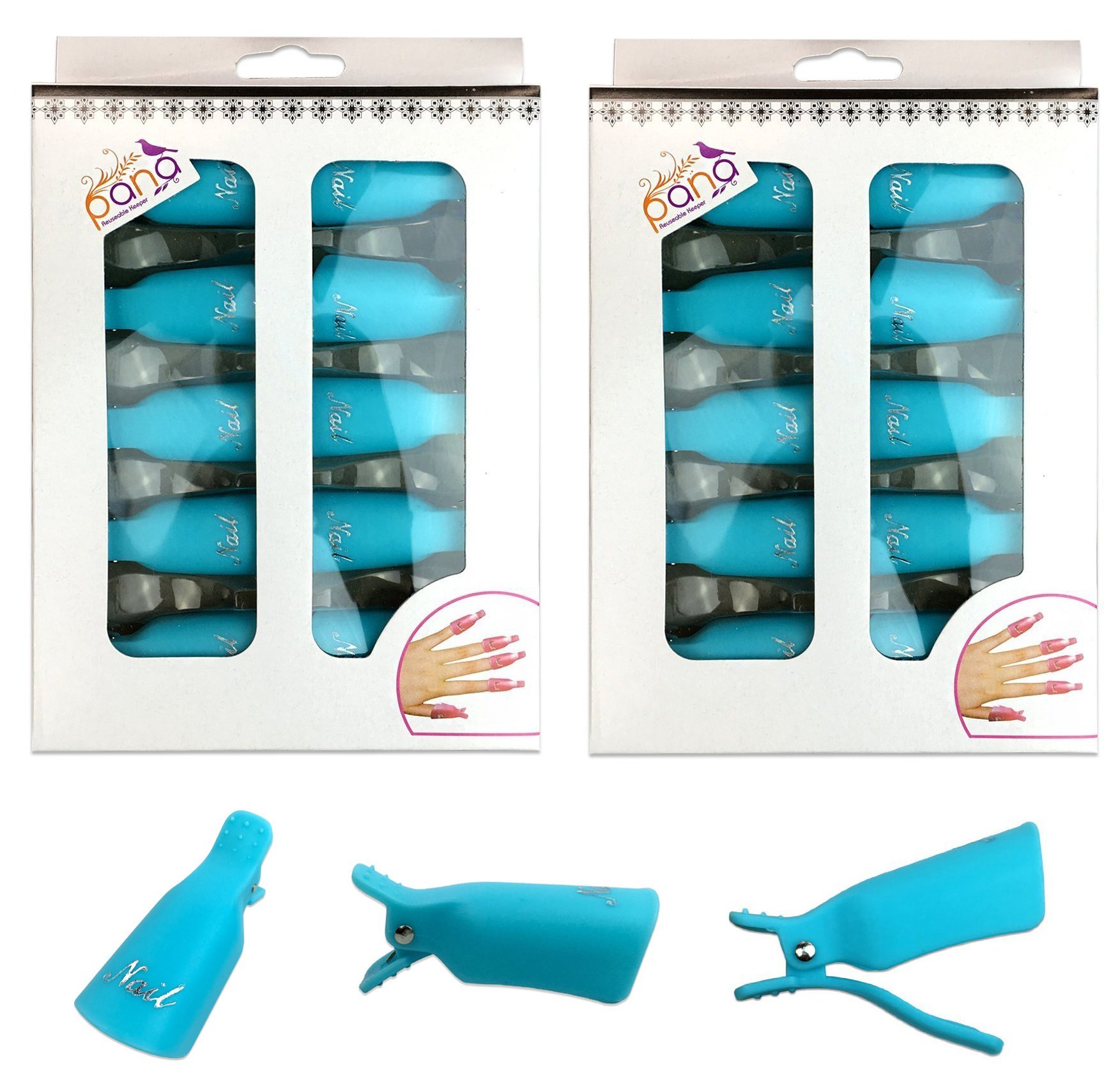 Pana® 20 Pieces TEAL Reusable Acrylic Nail Soak Treatment UV Gel Polish Remover Clip Cap Manicure Tool