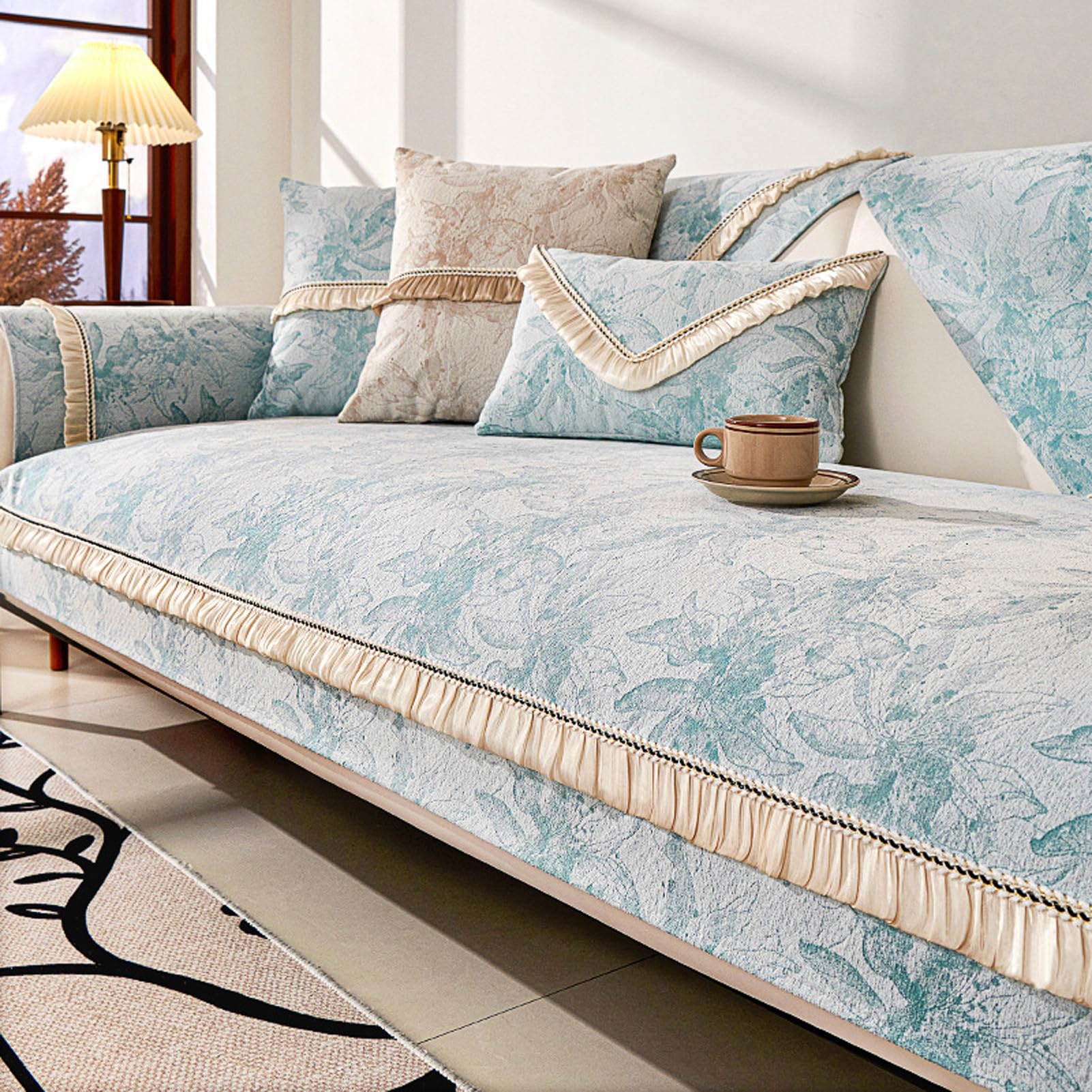 Housses de coussin de canapé antidérapantes en chenille douce pour protection totale