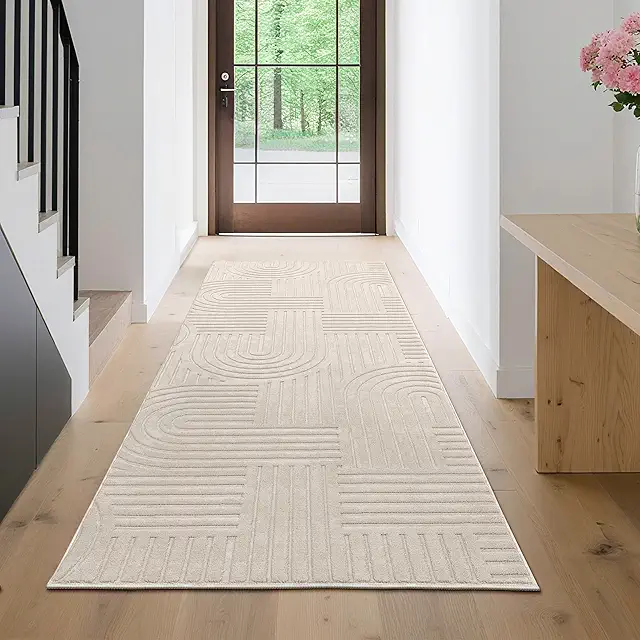 Tapis de Couloir Antidérapant 80x200 cm, Lavable en Machine, Moderne et Durable