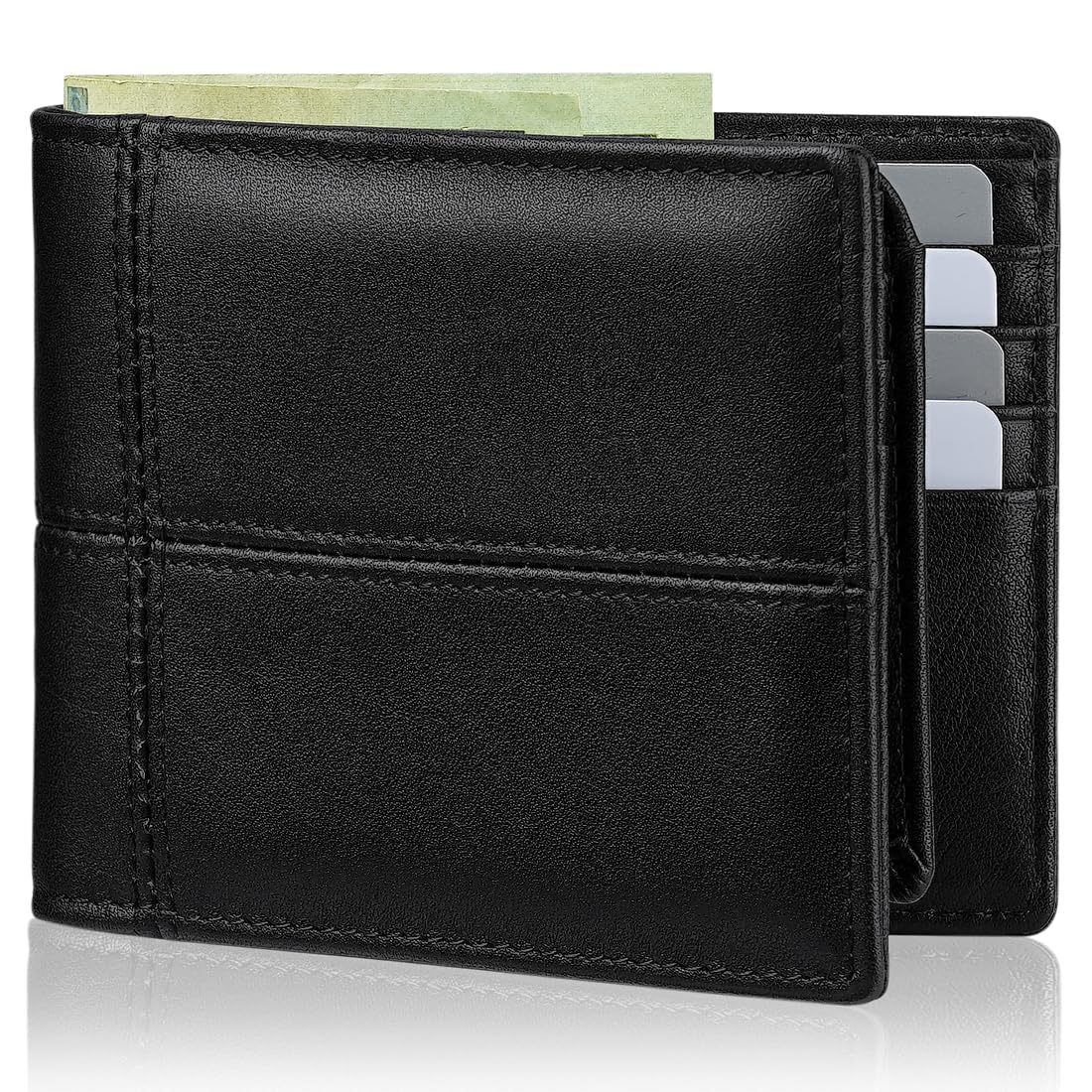 Artpaxy Mens Wallet Bifold Genuine Leather RFID Blocking Wallet for Men with 2 ID Windows 12 Card Holders 2 cash pockets 1 Gift Box