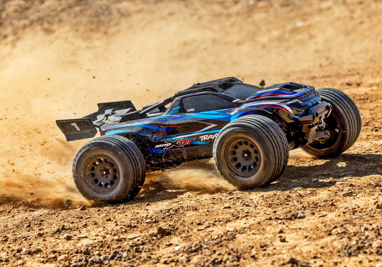TRAXXAS MINI-XRT, 1/16 Monster Truck, 4 x 4 Brushless RTR, zdalnie sterowany samochód, niebieski, wodoodporny, z pilotem TQi i TSM