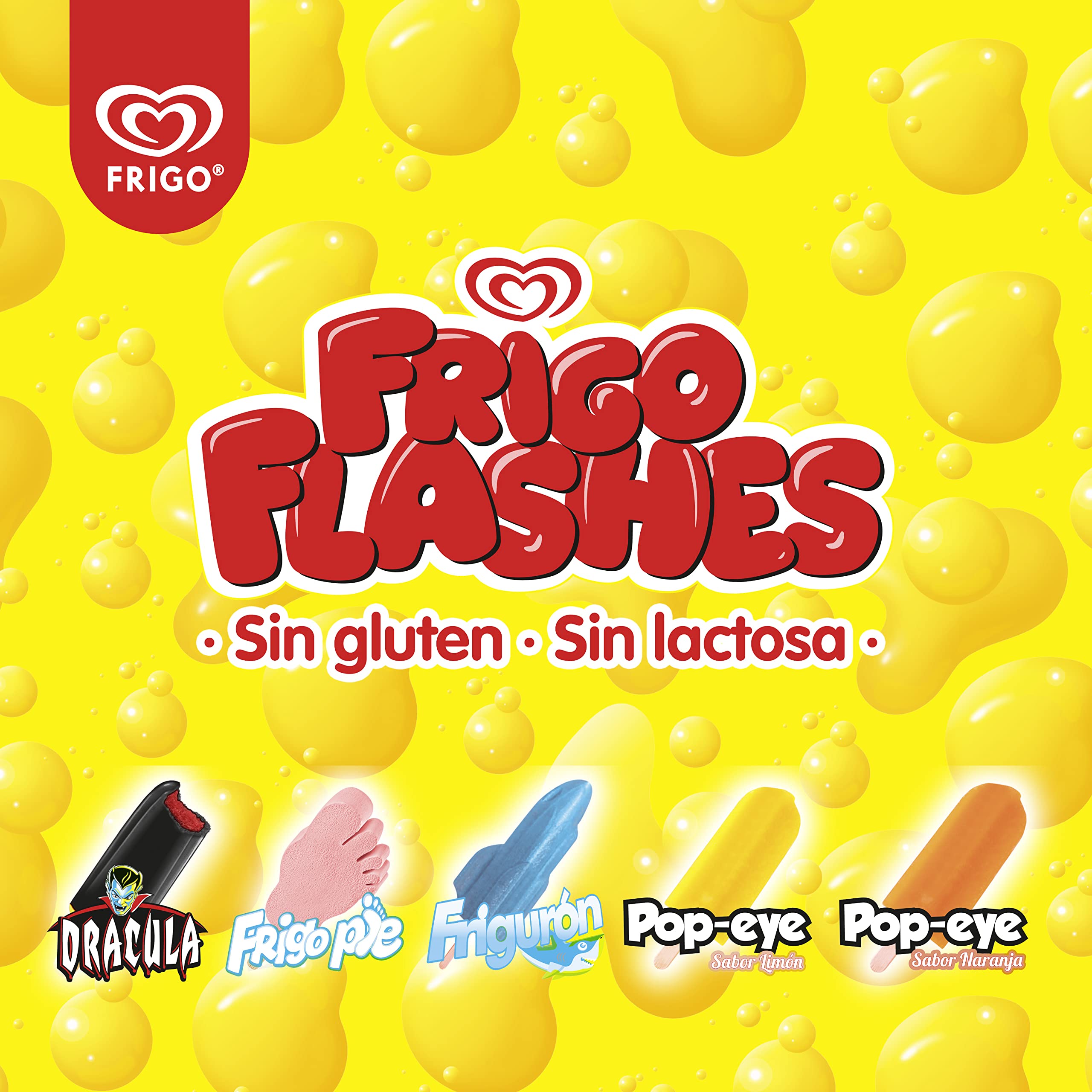 Frigo Flashes Mix 2x Pop-eye Naranja, 2x Frigo Pie, 2x Drácula, 2x Frigurón y 2x Pop-eye Limón