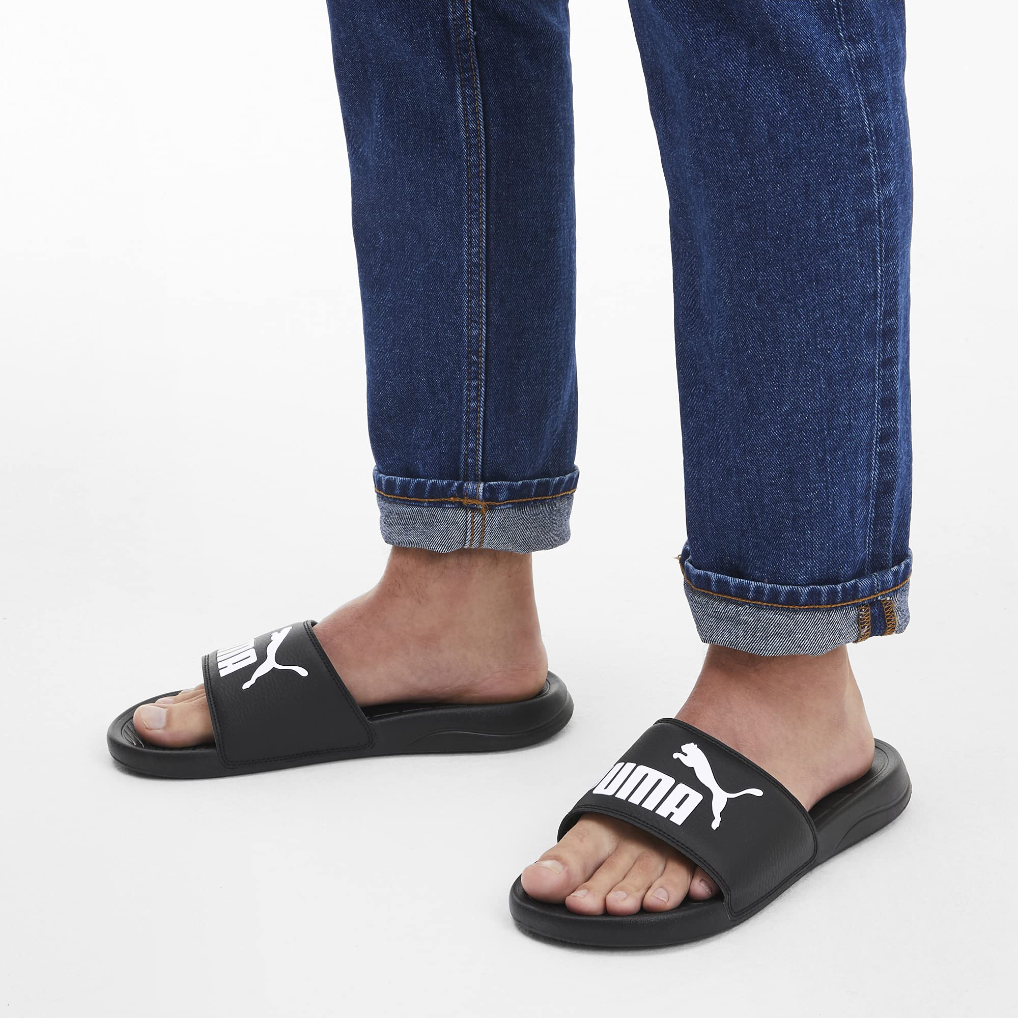 PUMA Sandały unisex Popcat, Czarny, biały, 39 EU
