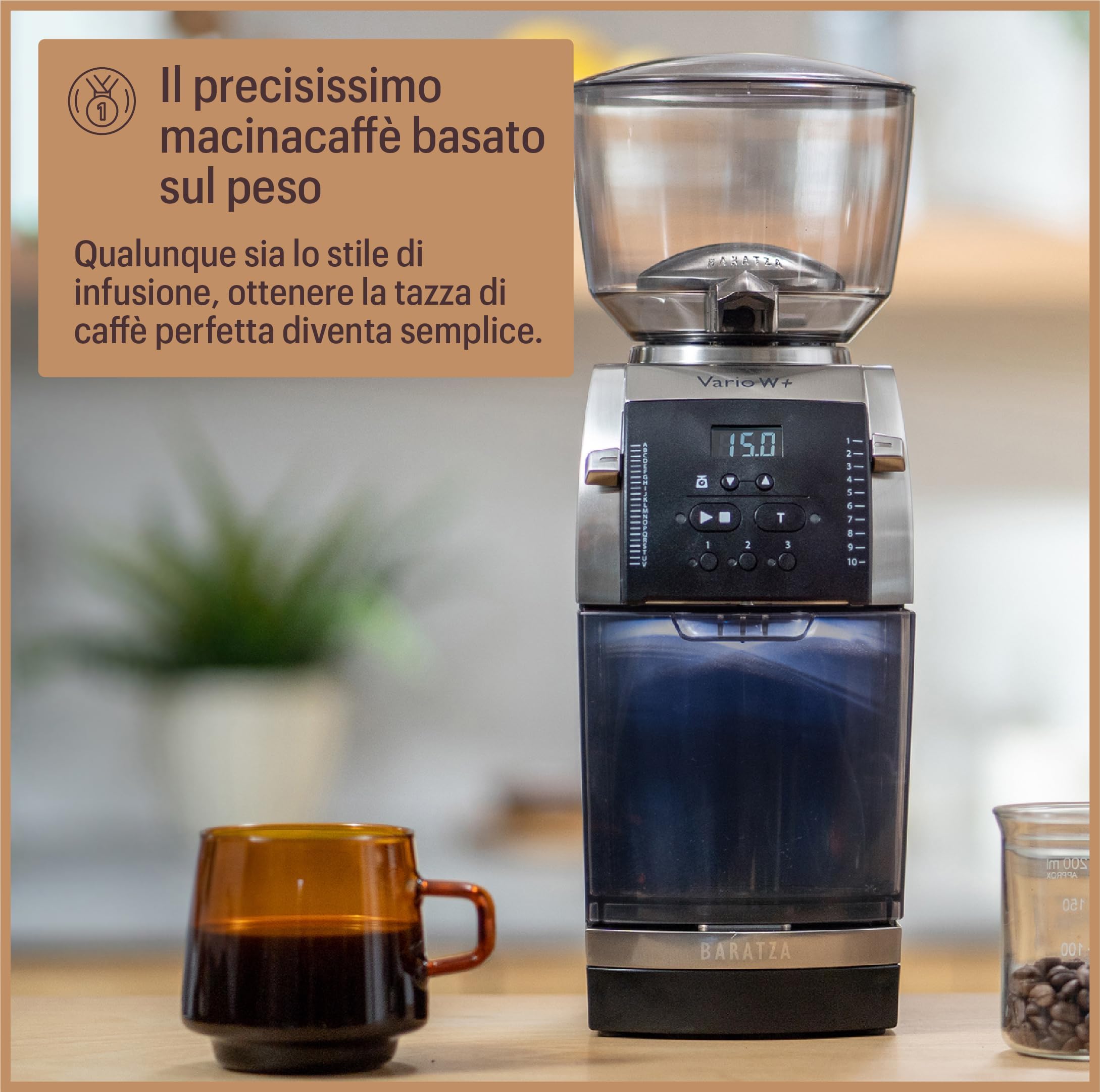Baratza - Macinacaffè Vario W+ 230V - Elettrodomestici per la Casa, Macina Caffè Elettrico per Caffè in Grani - Grinder con Bilancia Integrata, Bianco