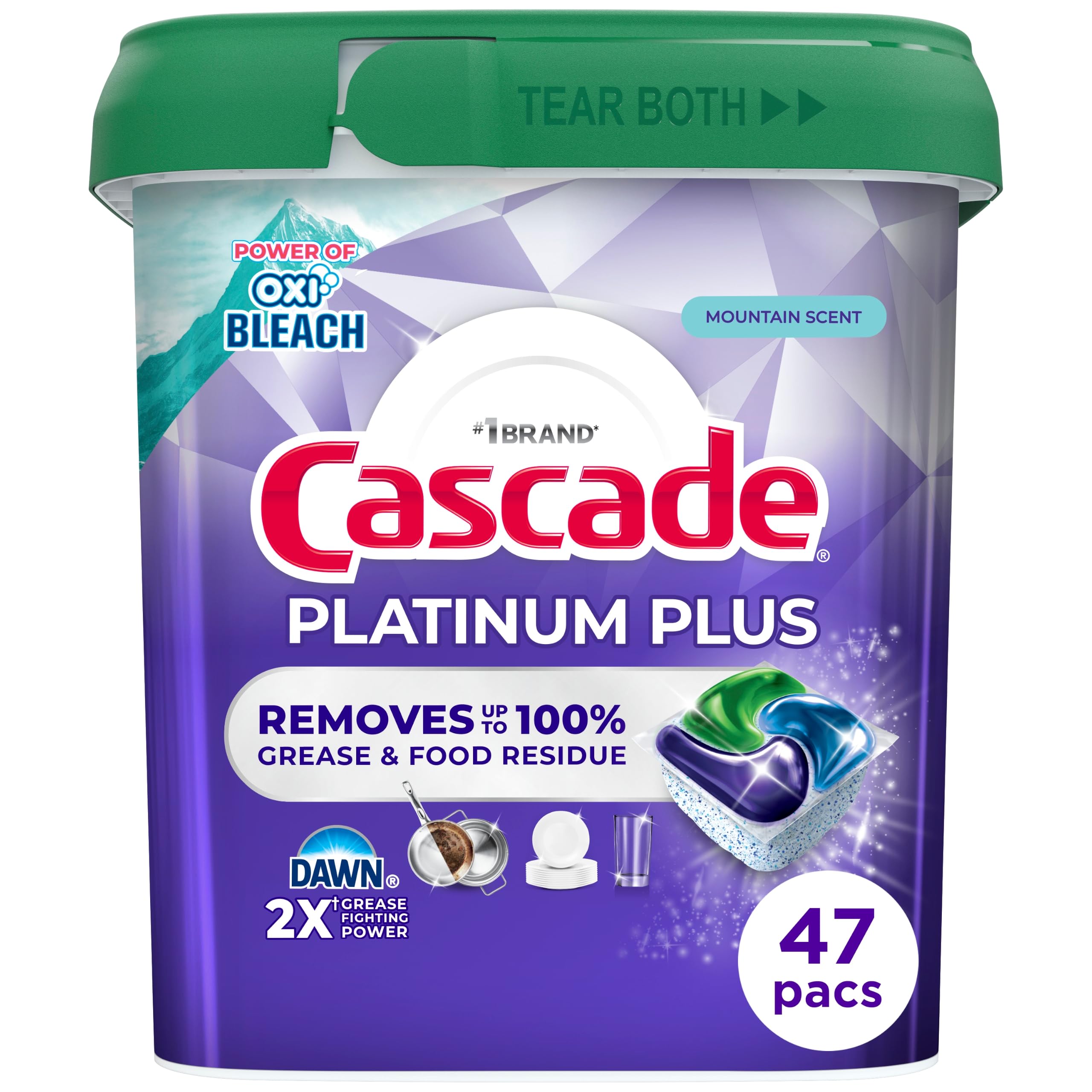 Cascade Platinum Plus Dishwasher Detergent Pods Dish Soap Mountain 47 Count