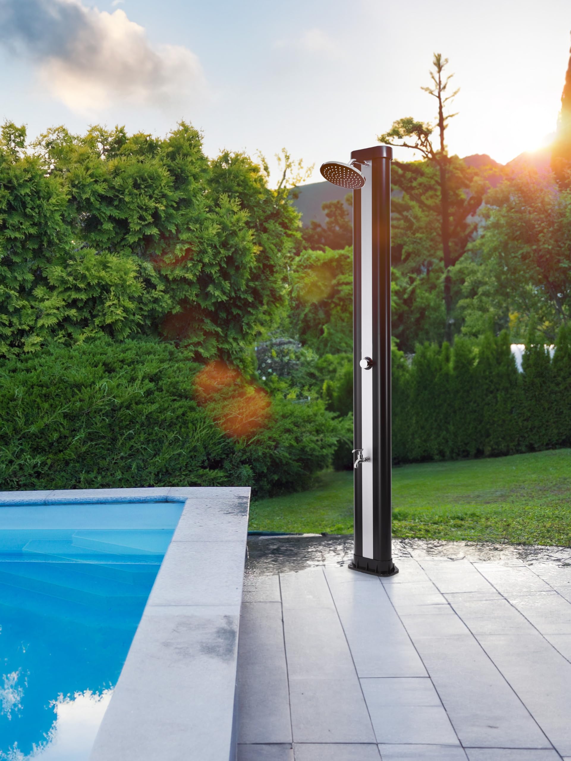 STEINBACH Solardusche Classic, Kunststofftank 40 l, 217 cm Höhe, 049039, Schwarz