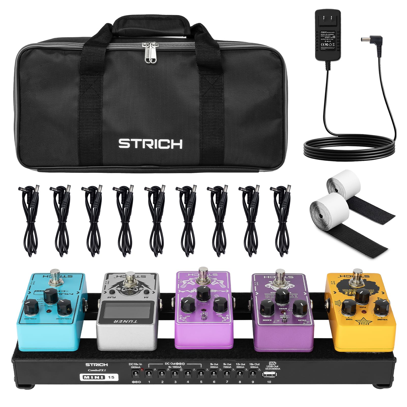 Amazon | STRICH 電源内蔵エフェクターボード 38 x 13cm 0.59kg 軽量