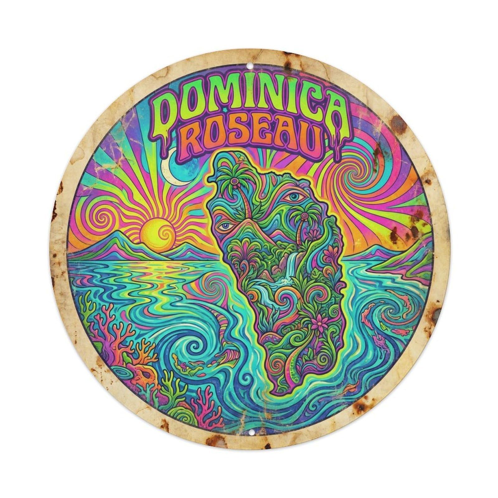 Olyhtr 8X8inch Classic Style Dominica Roseau Lagoon Travel Retro Color Metal Tin Sign