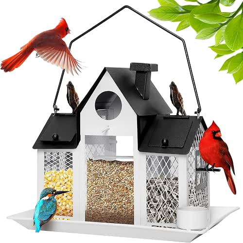 Solar Bird Feeders House for Outdoors Hanging, 7LBS Large Capacity