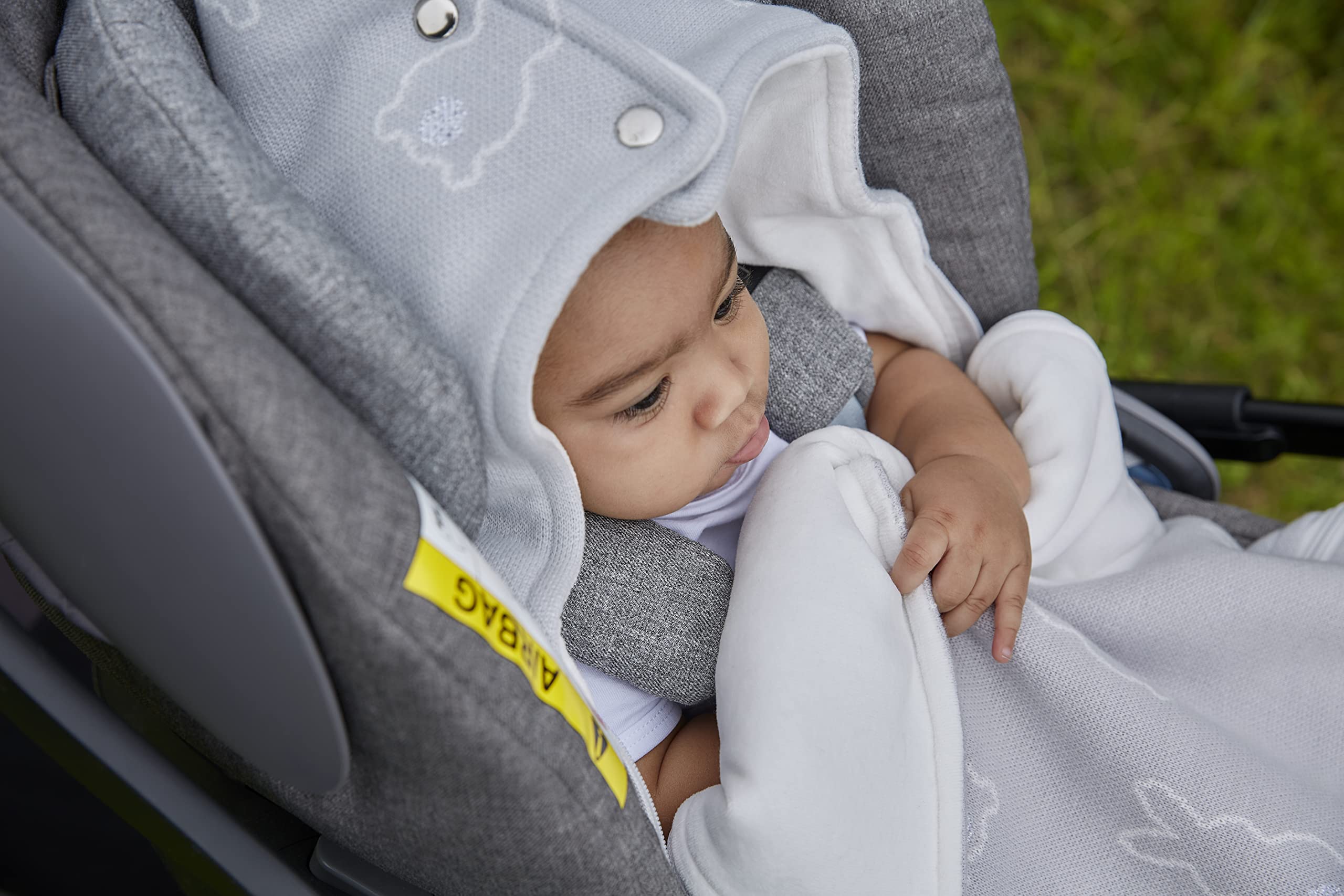 Meyco X MrsKeizer Buggy - Saco de abrigo para bebé (forro aterciopelado de peluche), diseño de conejo, color plateado