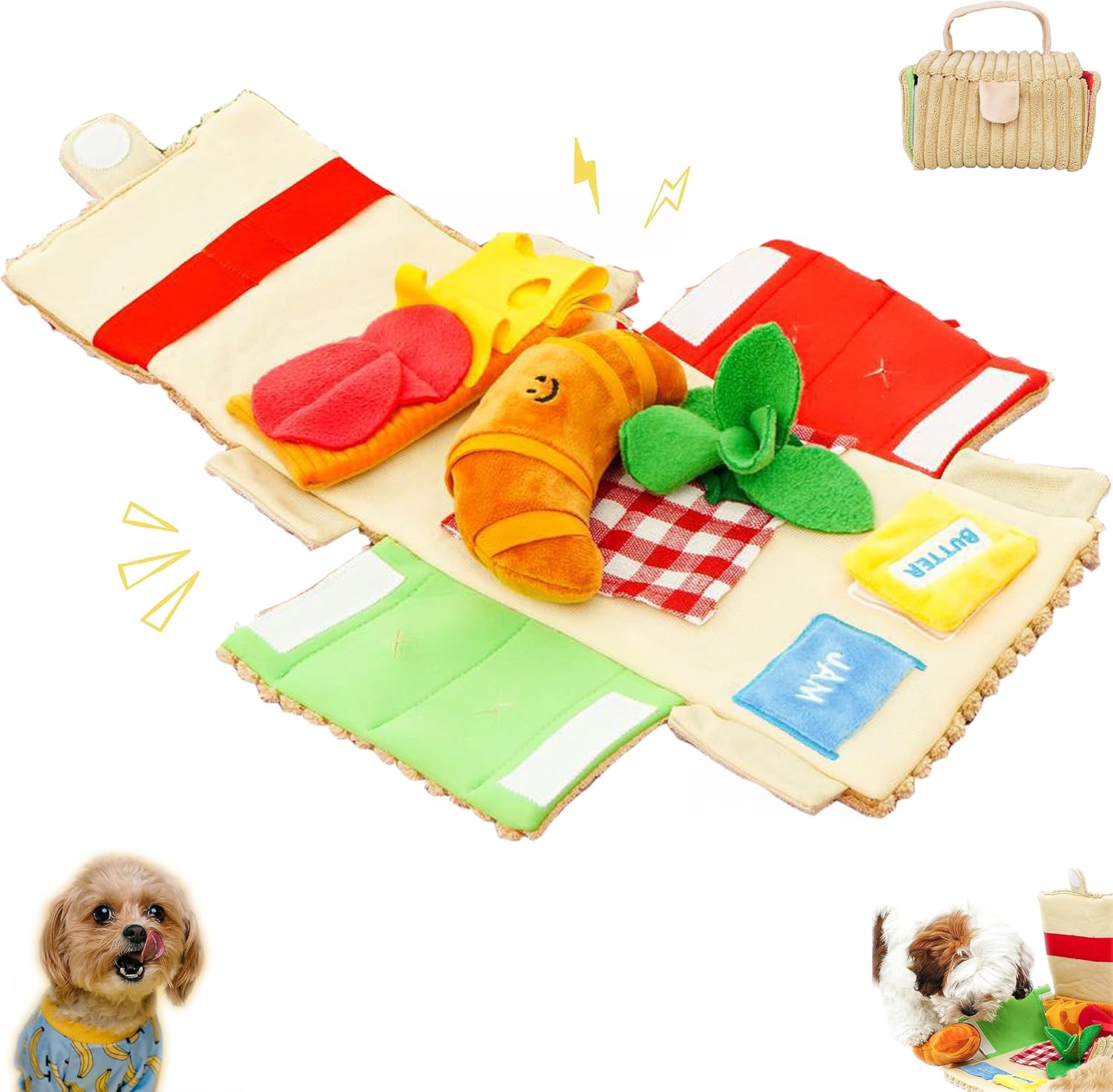 Dog Snuffle Squeaky Foraging Puzzles Toy Level3 Difficulty Durable Hide Seek Food Dog Toy Set Bundle Interesting Picnic Toy Training Small Medium Large Dogs Brain Stimulation