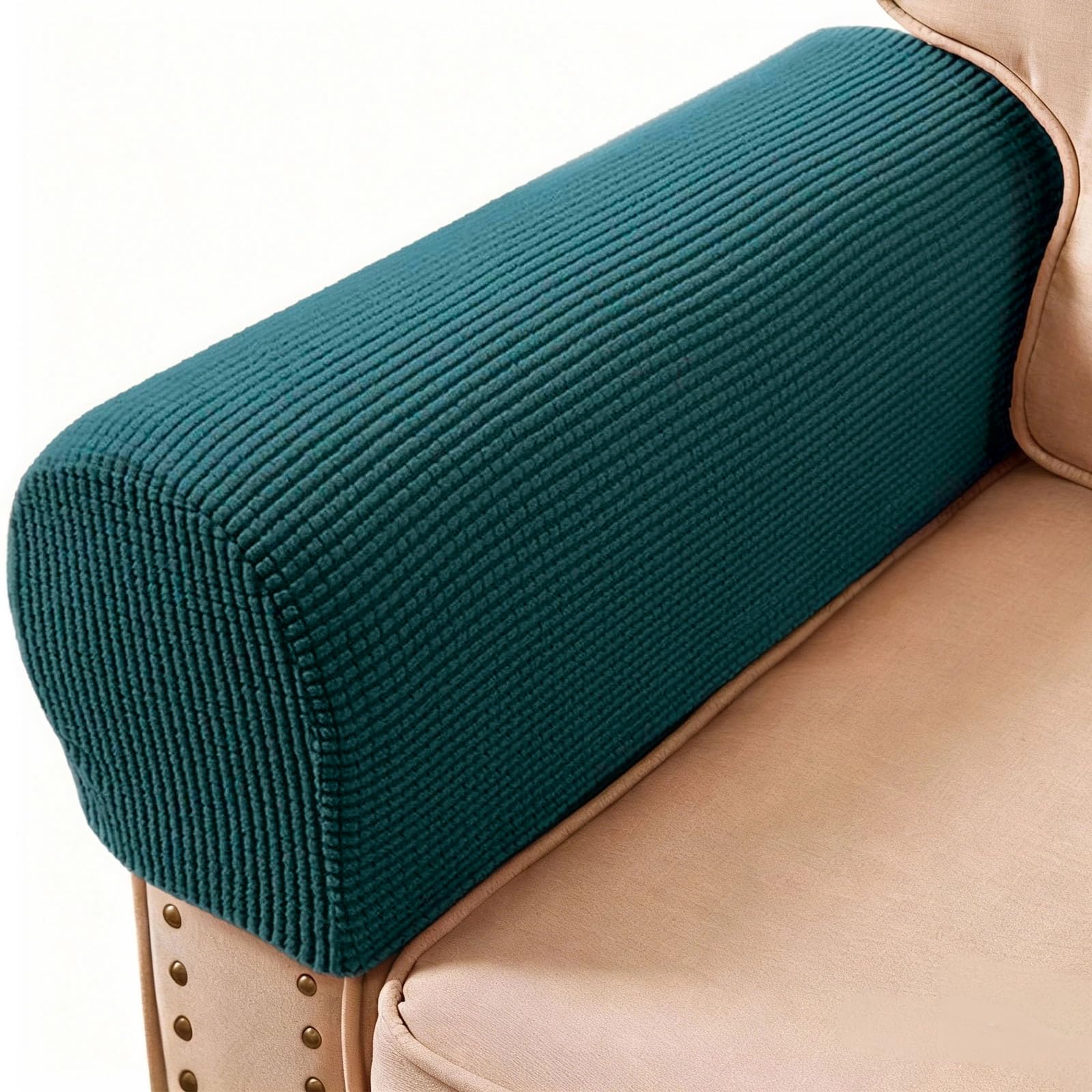 PBIEHSR Arm Rest Covers, Stretch Armchair Couch Armrest Chair Covers for Furniture Protector, Anti-Slip Sofa Chair Arm Caps Spandex Polyester Slipcovers, Set of 2 (Turquoise)