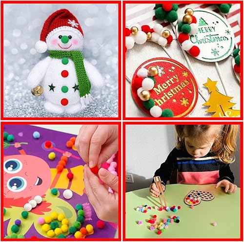 Miniatura 6 de 900 pompones, pompones rojos a granel para artes y manualidades, pompones suaves y esponjosos, pompones de varios tamaños, para decoración de