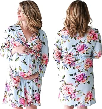 Posh Peanut Robe for Maternity, Nursing, Hospital Labor & Delivery Gown, Soft Bamboo, Women's Robes for New Pregnancy Mom