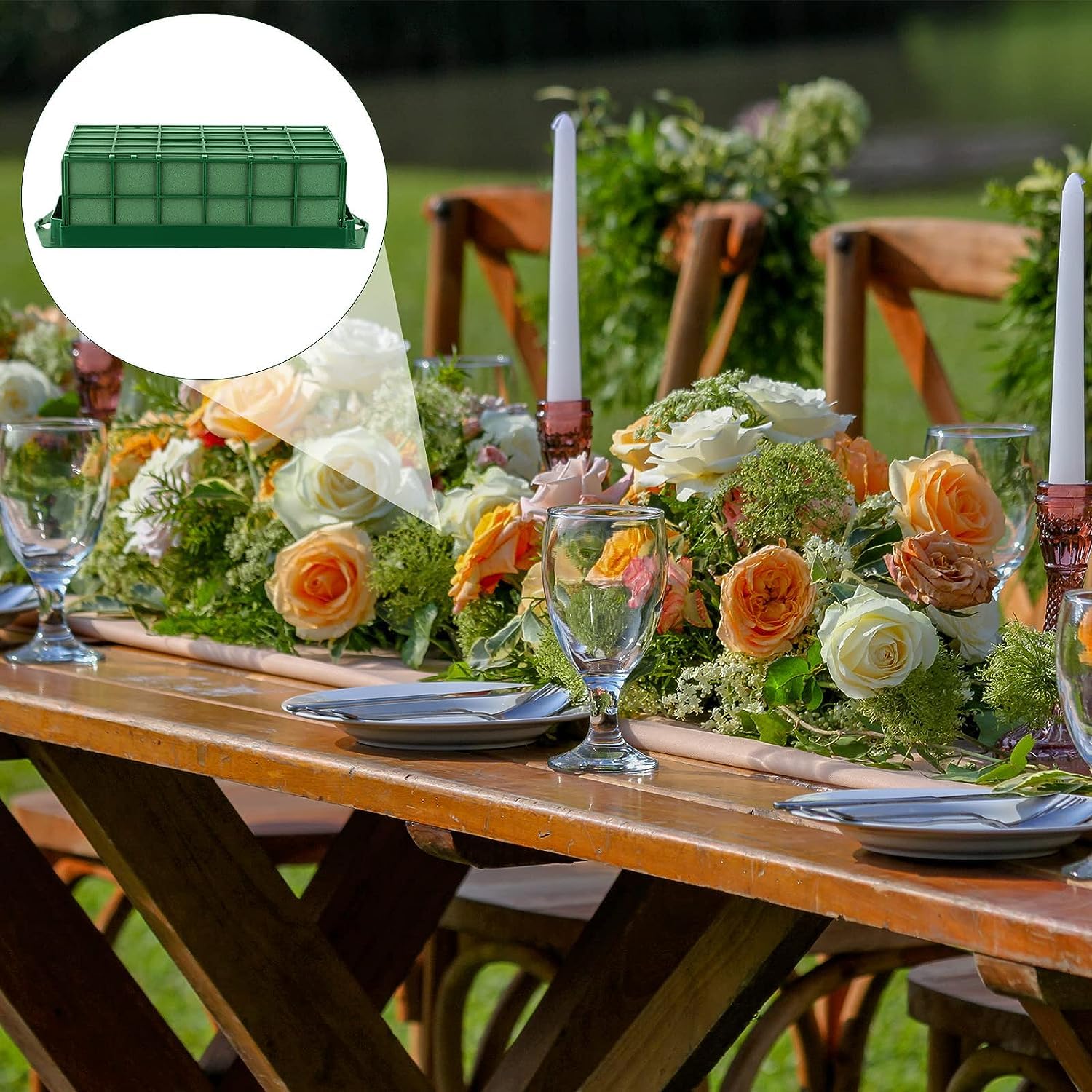 MEETOZ 2 gabbie in schiuma per fiori, rettangolari, in schiuma per fiori umidi e asciutti, per fiori freschi e artificiali, per composizioni floreali per matrimoni, decorazione per la casa
