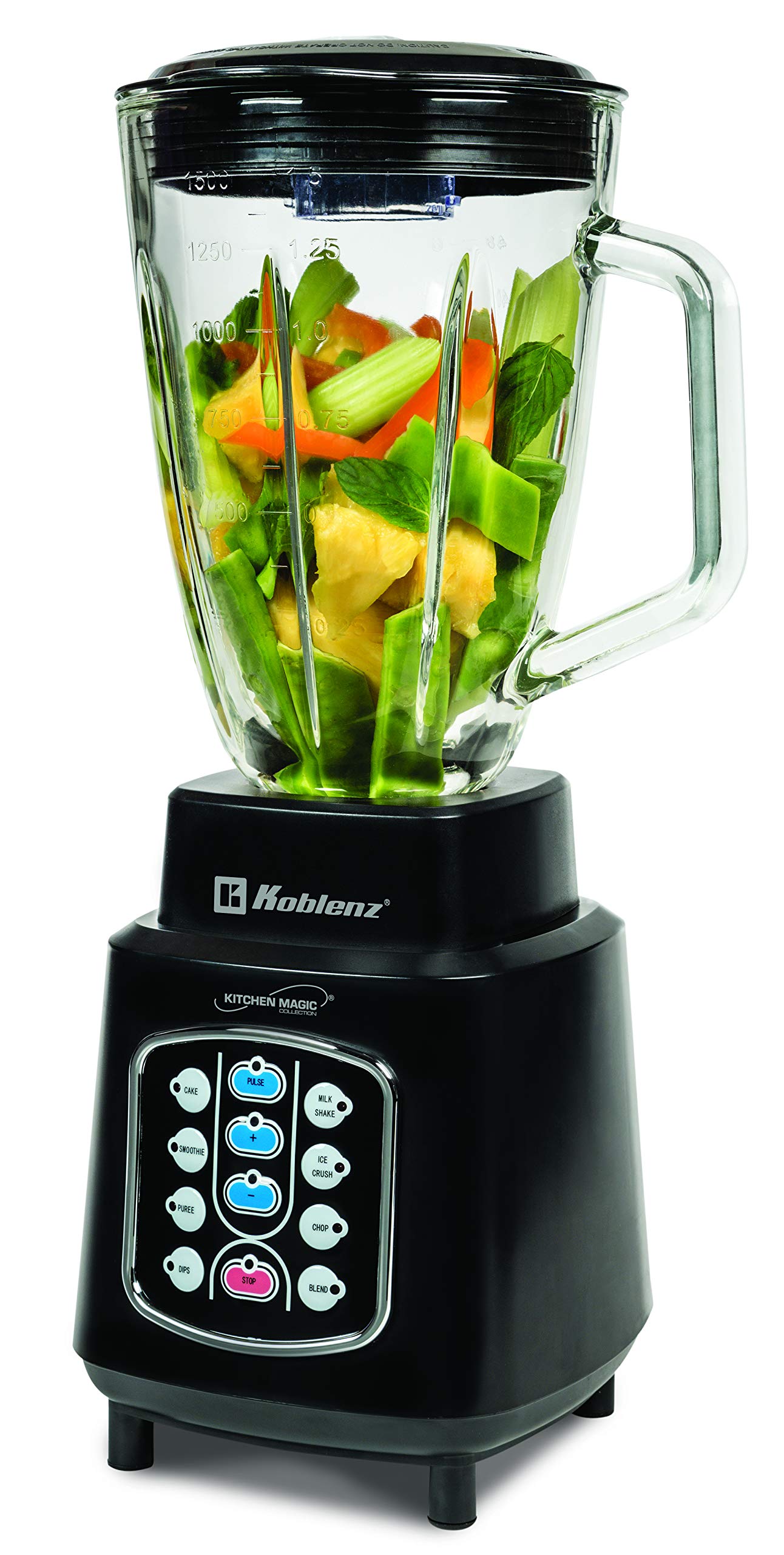 Koblenz LKM-8510 EVN Kitchen Magic Collection 1.5-Liter 10-Blending-Programs Glass-Jar Blender, One Size, Black