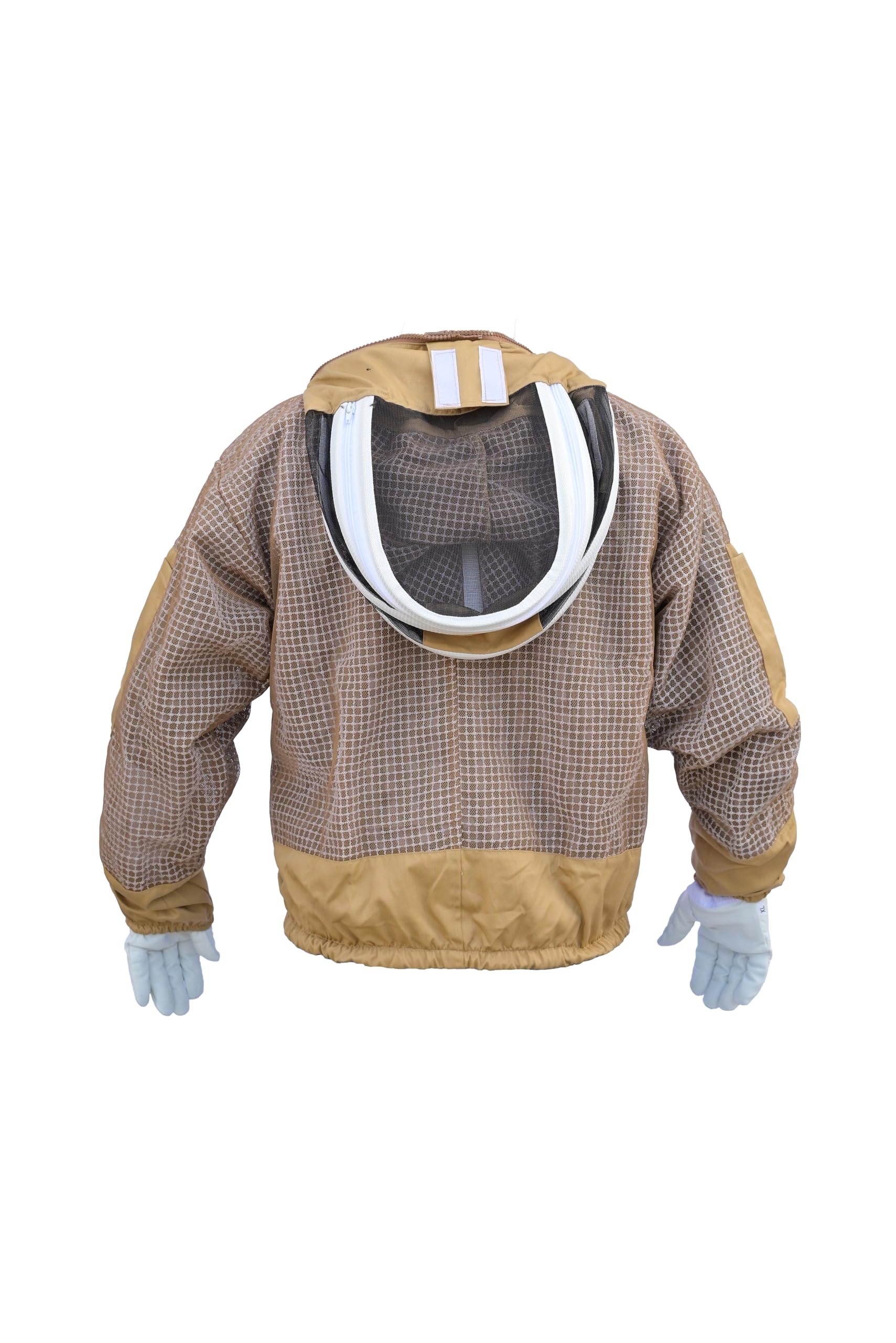 Chaqueta de abeja de 3 capas con velo de valla y un par de guantes ventilados a prueba de picaduras, chaqueta de apicultura para apicultores