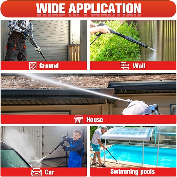 100FT Pressure Washer Hose 3/8 5000 PSI with M22 Adapter Kit | Wire Braided Kink Resistant Power Washer Hose for Hot Cold Water Up to 140F with 2 Quick Connect Kits
