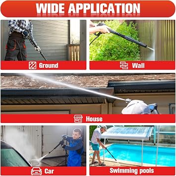 100FT Pressure Washer Hose 3/8 5000 PSI with M22 Adapter Kit | Wire Braided Kink Resistant Power Washer Hose for Hot Cold Water Up to 140F with 2 Quick Connect Kits