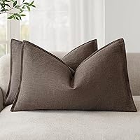 Vista 27 de Foindtower - Paquete de 2 fundas de cojín decorativas de lino unicolor, funda de cojín de acento suave, estilo bohemio, rústico y neutral