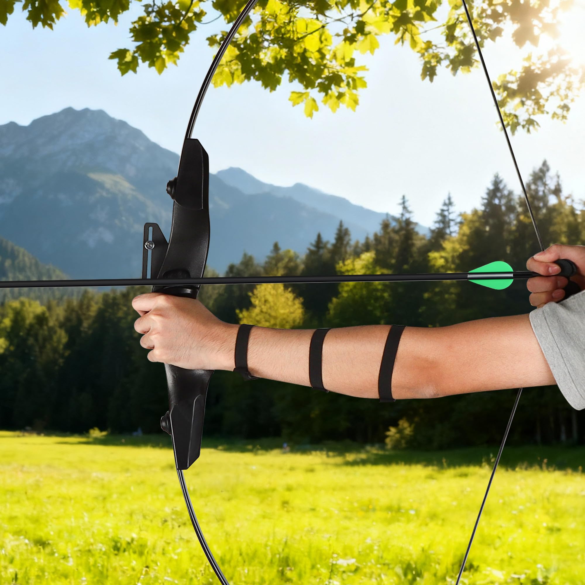 30 Zoll 14-teiliger Carbonpfeile mit abnehmbaren Spitzen, Schaft Spine 500, für Compoundbogen und Recurvebögen (Grün)