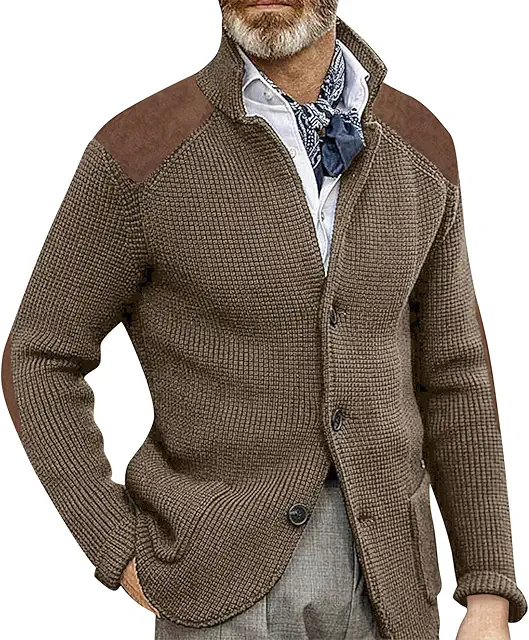 Herren Cardigan Strickjacke Winter Langarm Mit Knopfleiste Und Taschen, Größen M-5XL