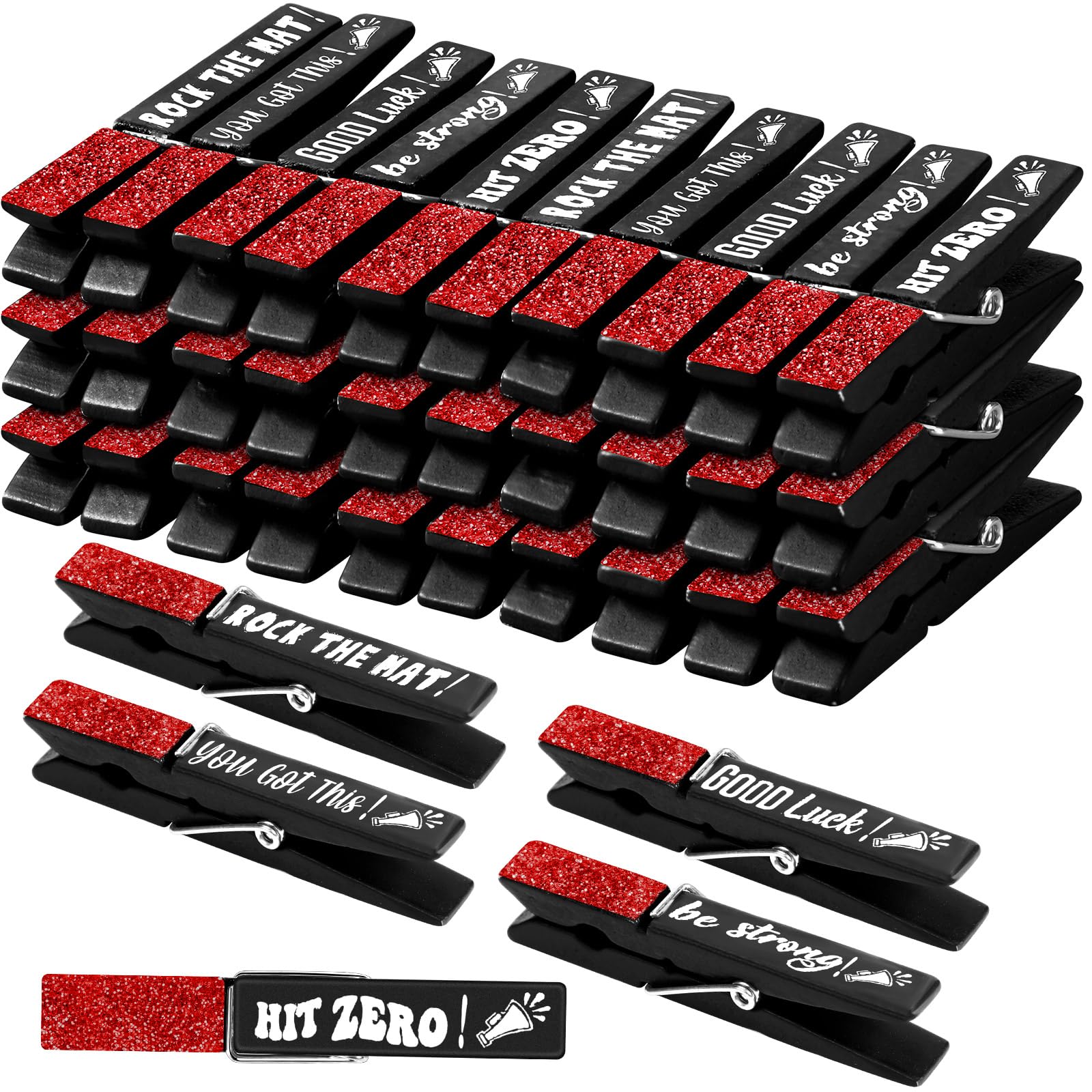 Kigeli 30 Pcs Spirit Clips Cheer Pins Cheerleader Gifts Clothes Pins for Backpacks Competition Glittered for Team Cheer Gifts Stuff Supplies Party