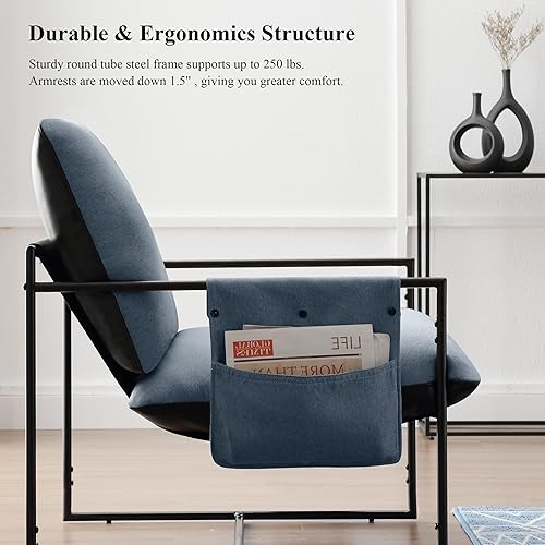 Miniatura 4 de jonpony Silla decorativa para sala de estar, dormitorio, lectura, oficina, diseño moderno, con marco de metal, con cómoda espuma viscoelástica