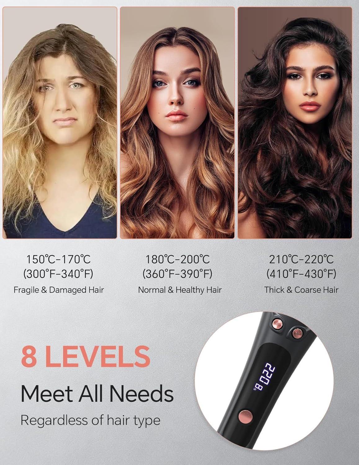 LANDOT Automatic Rotating Curling Iron 1-Inch - Versatile Styling for Salon Waves, Curls & Spirals | 8 Temp Settings & Anti-Scald Design for All Hair Types | Perfect for Daily Use & Beginners - Image 6