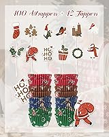 Vista 4 de Forros de magdalenas mini navideños de Bake Choice con 12 piezas de toppers para cupcakes, 400 piezas de forros para muffins, envoltorios