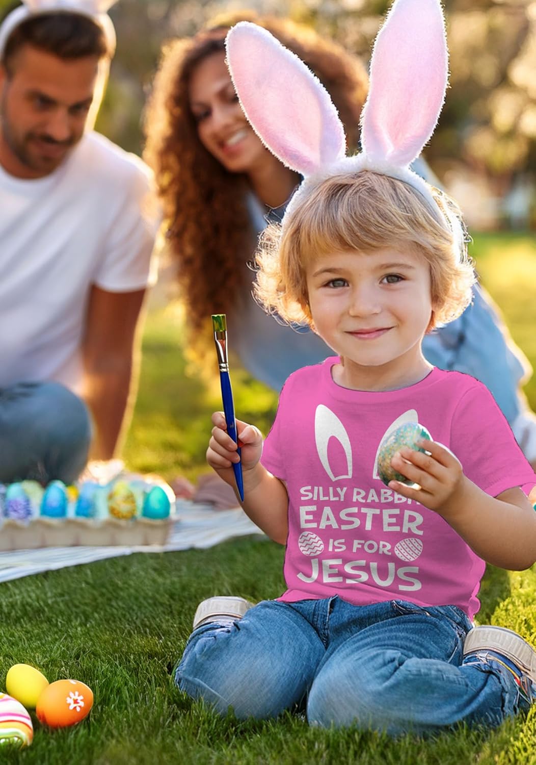 Tstars Silly Rabbit Easter is for Jesus Toddler T Shirt - Faith Based Bunny Egg Hunt Shirt for Boys & Girls