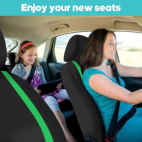 Miniatura 5 de FH Group Fundas de asiento de automóvil, accesorios interiores para automóviles, juego completo de fundas de asiento de tela plana única verde con
