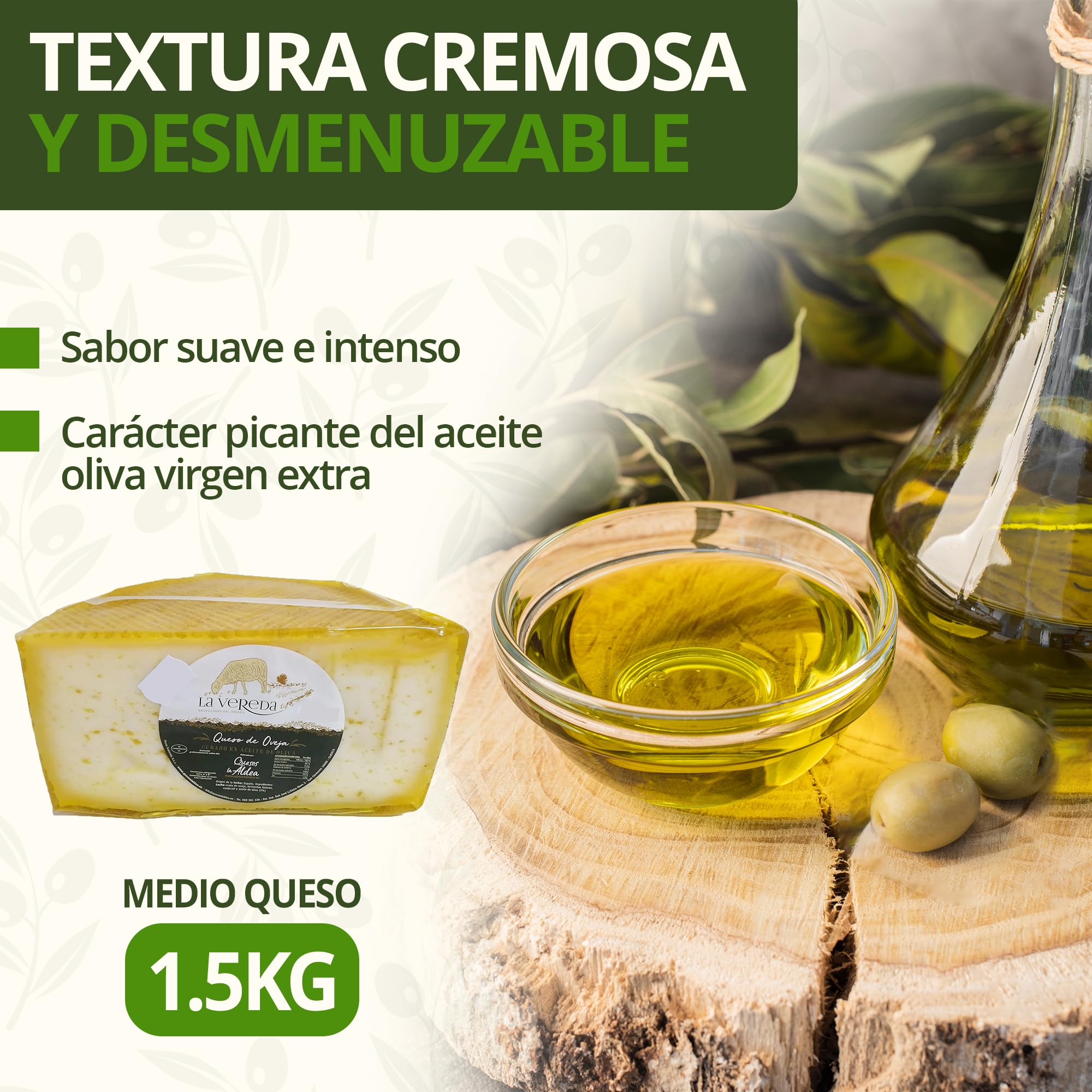 Queso Artesano de Oveja Curado en Aceite de Oliva 1.5 kg Gourmet Cesta Regalo