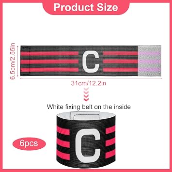 6 Pcs Adjustable Captain Armbands, 12.2x2.55Inch Soccer Captain Armband Elastic Leader Sport Arm Bands for Football Basketball Rugby Volleyball Team Leaders