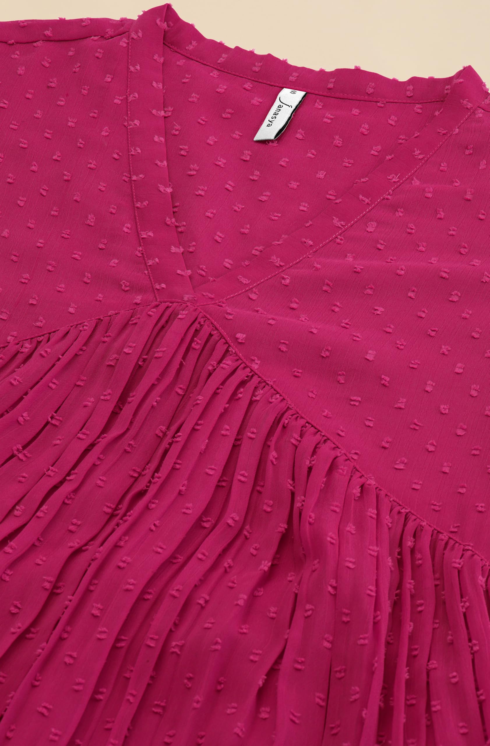 Janasya Women's Dobby Chiffon Self Design Flared Kurta product image 5