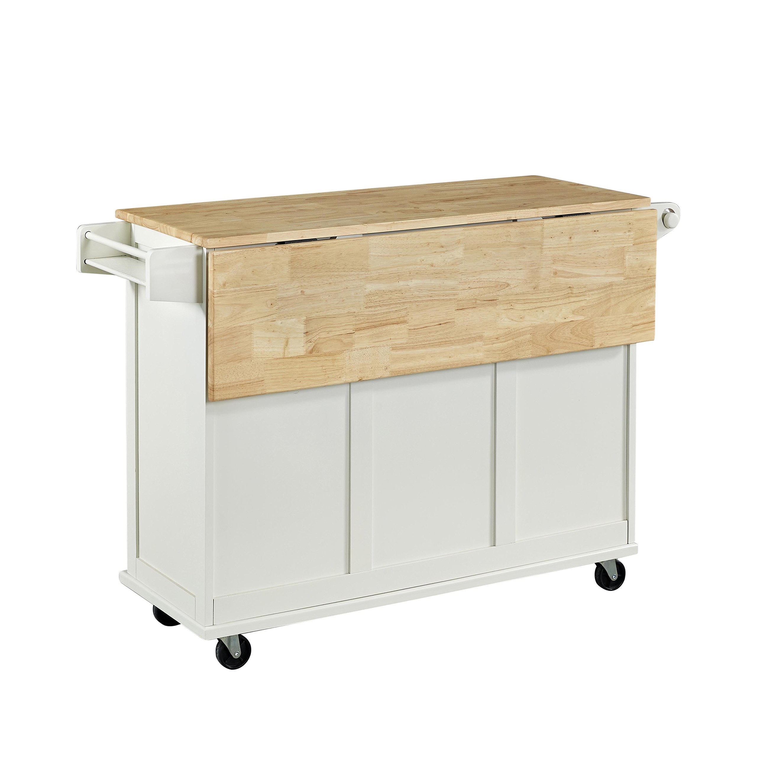 Homestyles Dolly Madison Kitchen Cart with Wood Top and Drop Leaf