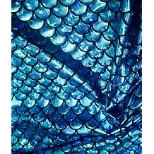 Mermaid Scales Print Fabric 2 Way Stretch Lycra Spandex Bikini Costume Dress Decoration 57 Inches Wide 1 Metre Blue