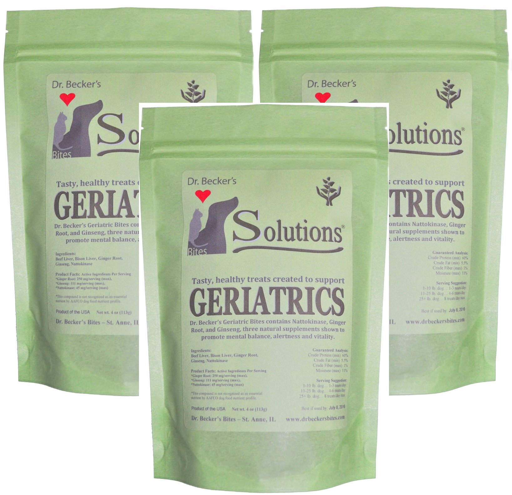 Dr. Becker's Solution Bites for Cats and Dogs, 3 Packs of Each (Geriatrics)