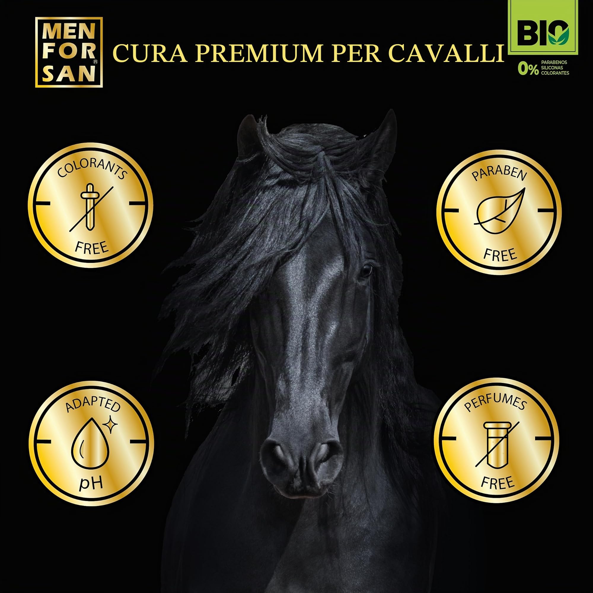 MENFORSAN Shampoo alla biotina per cavalli, 1L | BIO - Vegan friendly - 100% naturale | PREMIUM HORSE CARE