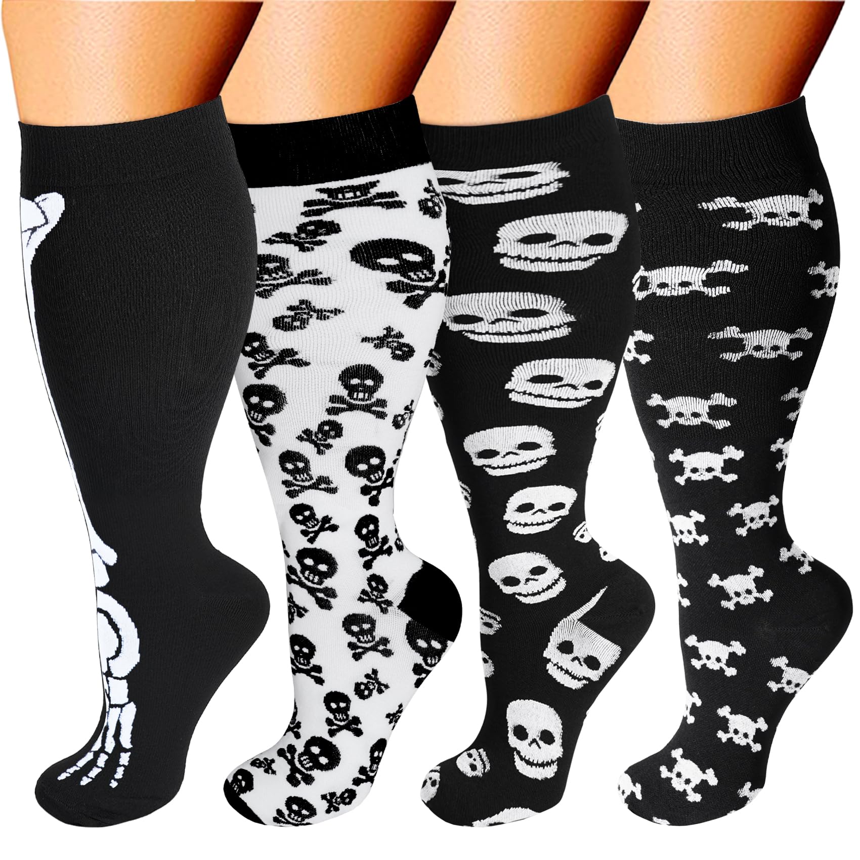Double Couple Wide Calf Compression Socks - 15-20mmHg Plus Size Compression Sock, Compression Stocking for Pregnancy