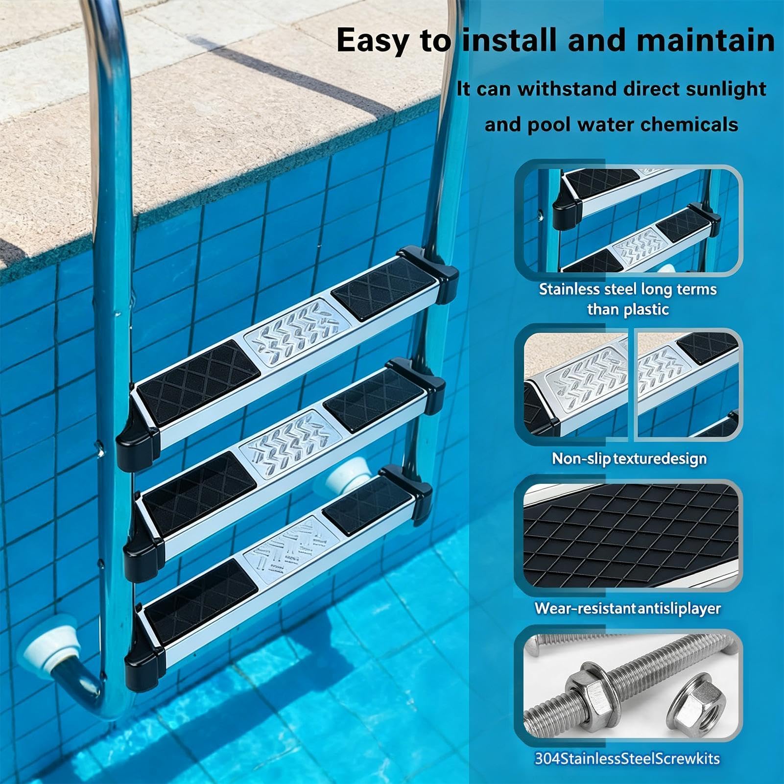 Gradini Di Ricambio Per La Piscina 4,8 Cm In Acciaio Inossidabile Con | Pioli Per Scala Da Piscina Interrata Per Villa E Giardino, Hotel Resort, Acquatico, Spa, Palestra E Centro Acquatico