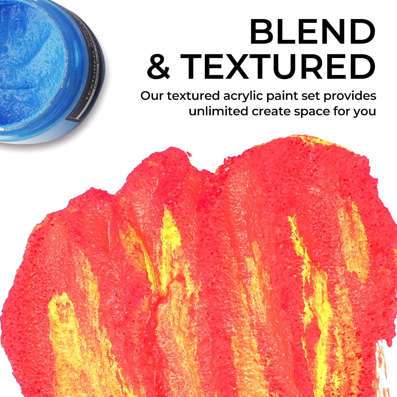Funto kit de pintura acrílica texturizada,12 colores vibrantes con herramientas y lienzos. Perfecto para manualidades y arte, apto para todos los niveles. Suministros seguros y no tóxicos.