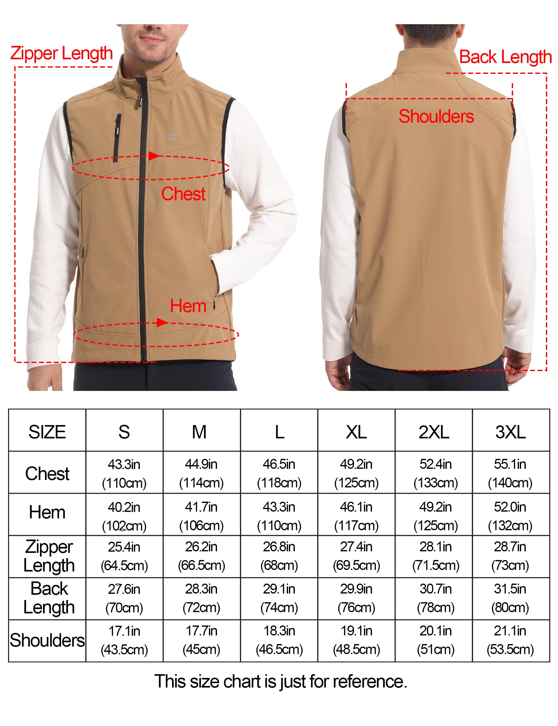 KUTOOK Gilet Uomo Invernale Antivento Fodera di Pile Gilet Trekking Uomo Smanicato in Softshell Impermeabile per Ciclismo Trekking Viaggi Corsa Golf e Vita Quotidiana