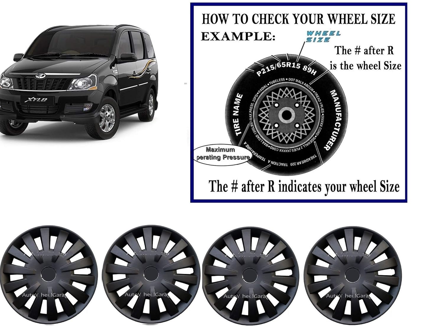 VAIBN SUPERIOR QUALITY WHEEL CAP WHEEL COVER 15 INCH Compatible for