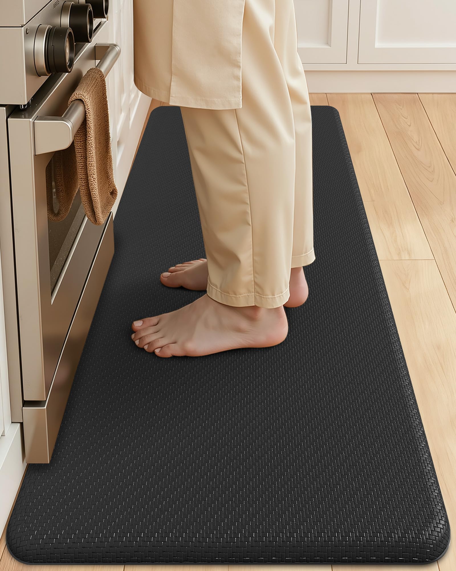 Color&amp;Geometry Antifatigue Kitchen Mat for Floor 20x47-3/4 in Thick, Black