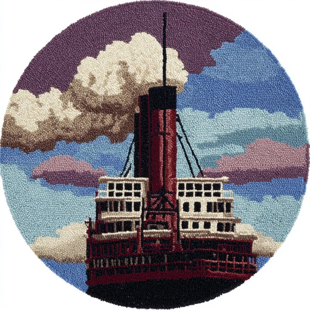 Kitquiver Latch Hook Carpet Kits Retro Ship 60x60cm