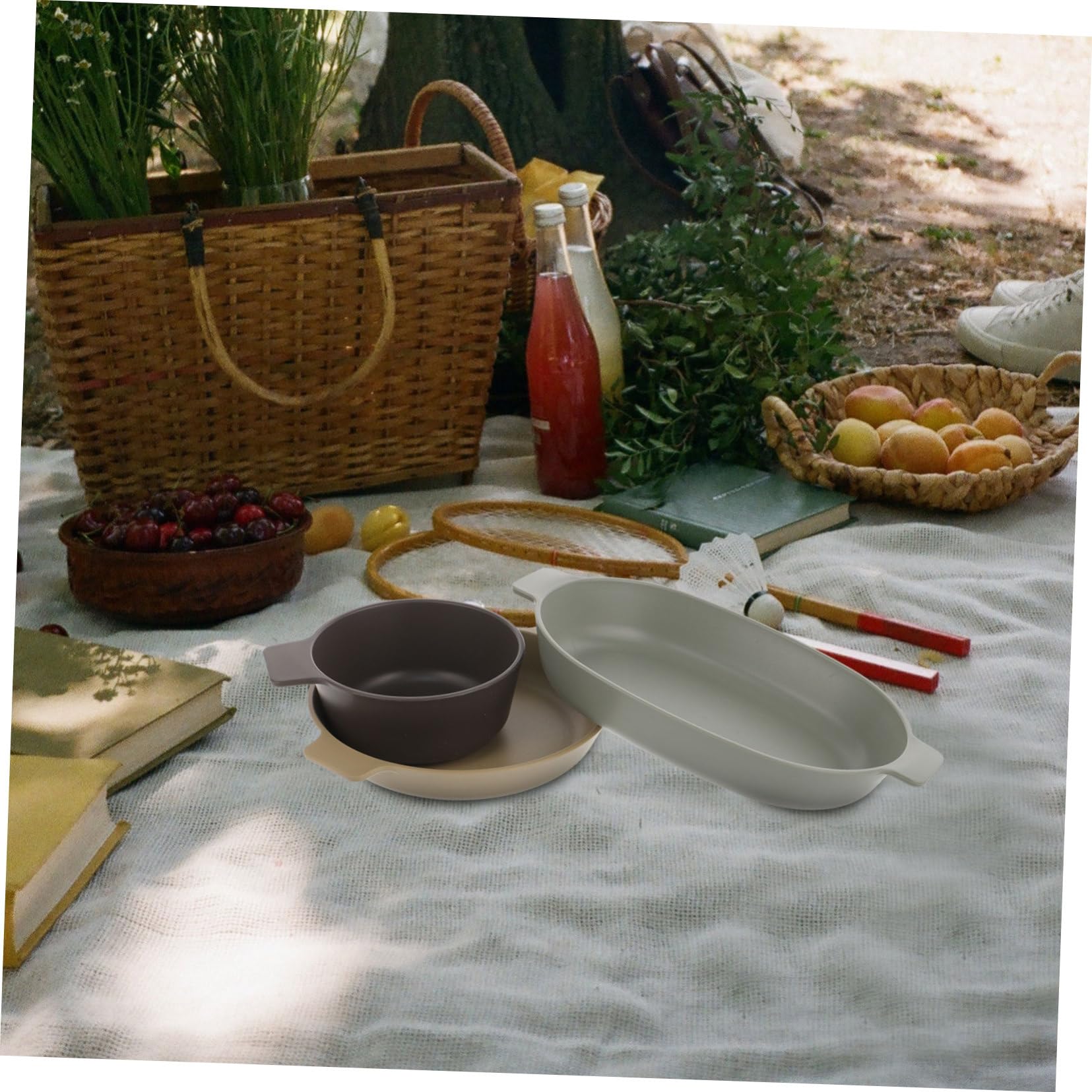 VANZACK 2 Sets Outdoor Plates Camping Dinnerware Set Snack Bowls Reusable Containers Plastic Bowl Kit for Outdoor Tableware