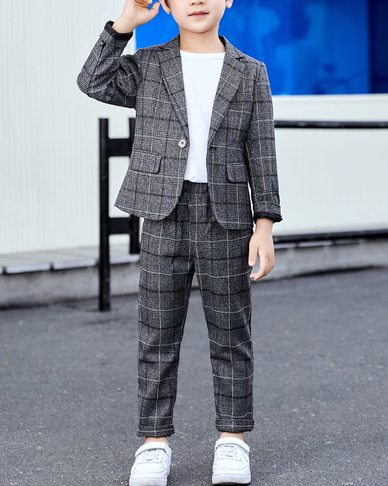 2/3/4 Piezas Conjunto de Traje para Niños Conjunto de Blazer y Pantalón a Cuadros, Casual o Vestido de Fiesta de Boda