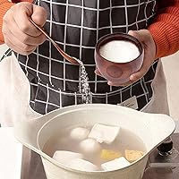 Vista 4 de Caja de sal de madera maciza para condimentos, contenedor de almacenamiento con cuchara y tapa, azucarero de cocina redondo para especias para sal