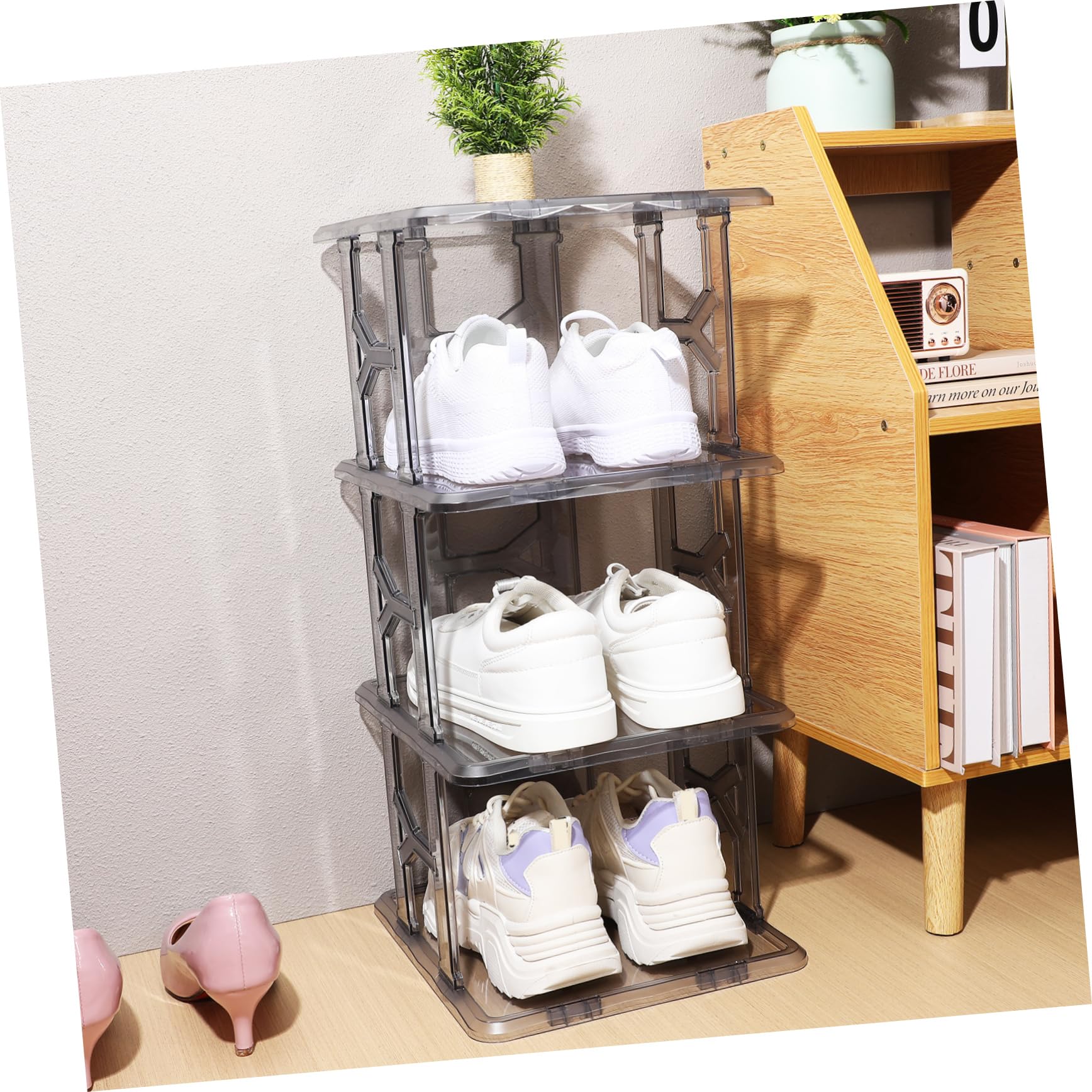 POPETPOP Zapatero De Puerta Organizador De Zapatos Compacto Transparente Ahorro De Espacio para Entrada y Sala De Estar Diseño Vertical